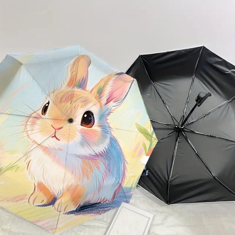 Adorable Bunny Perfect for Outdoor Adventures - Auto-Opening Umbrella, Lightweight and Durable Travel Accessory 071
