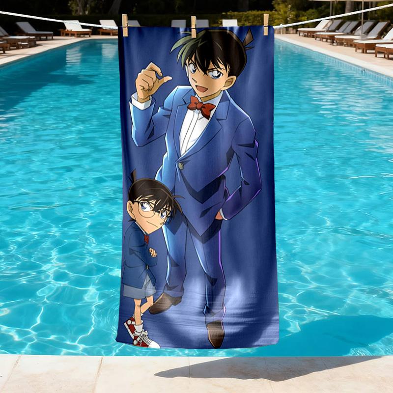 Detective Conan Print Beach Towel Design, Soft, Lightweight. for Home Bathroom, Spa, Pool, Yoga, Surfing, Camping, Gift for Family, Friend