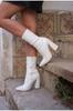 Women Modern Stylish Fashion White Skin Stretch Design High Heel Women Boots Capella