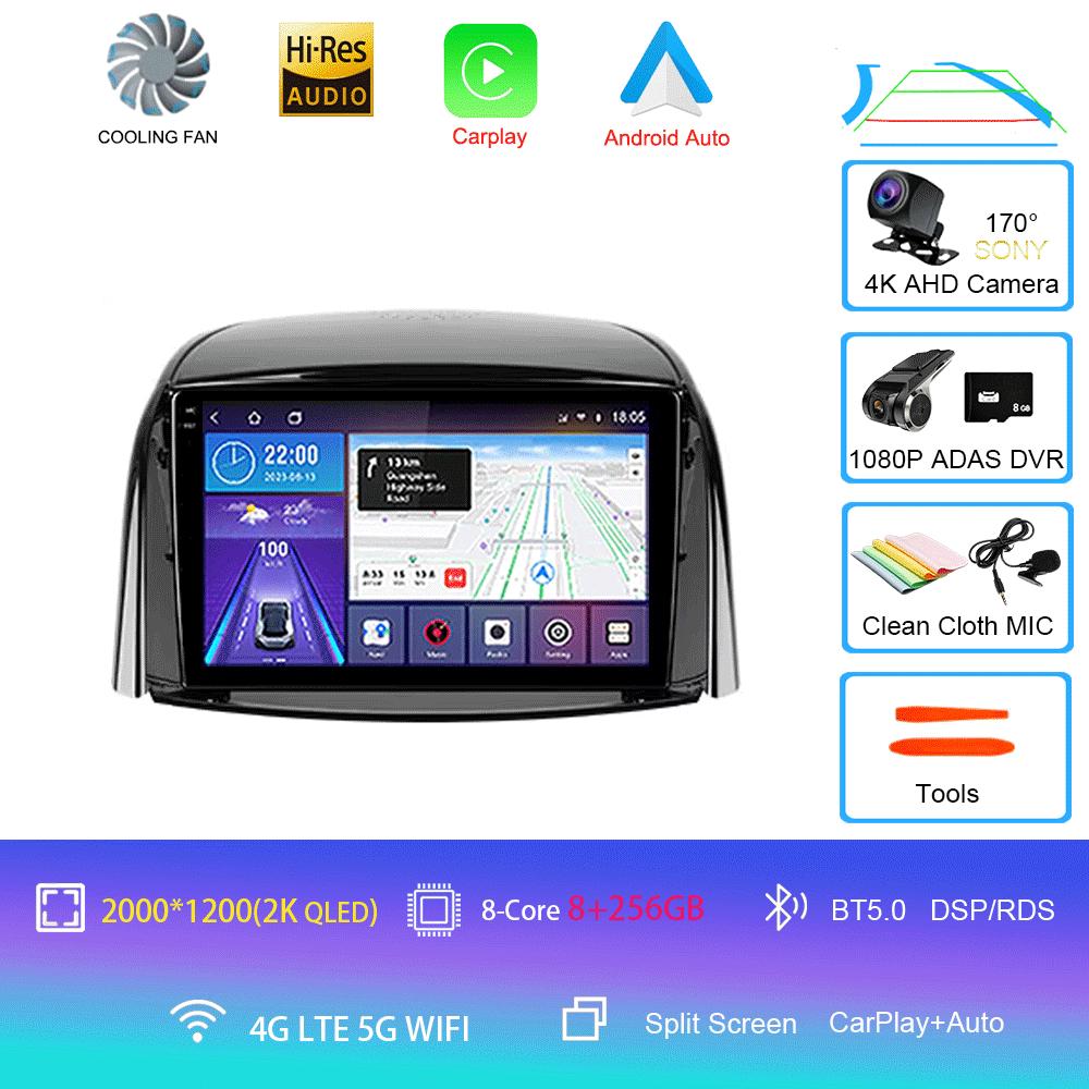 Car Radio Android 14 Carplay For Renault Koleos 2008 - 2016 Navigation Multimedia Player Stereo WiFi+4G Video Auto DVD 360Camera