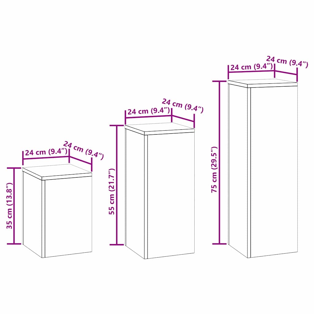 Plant Stand Set 3 Pcs White Steel