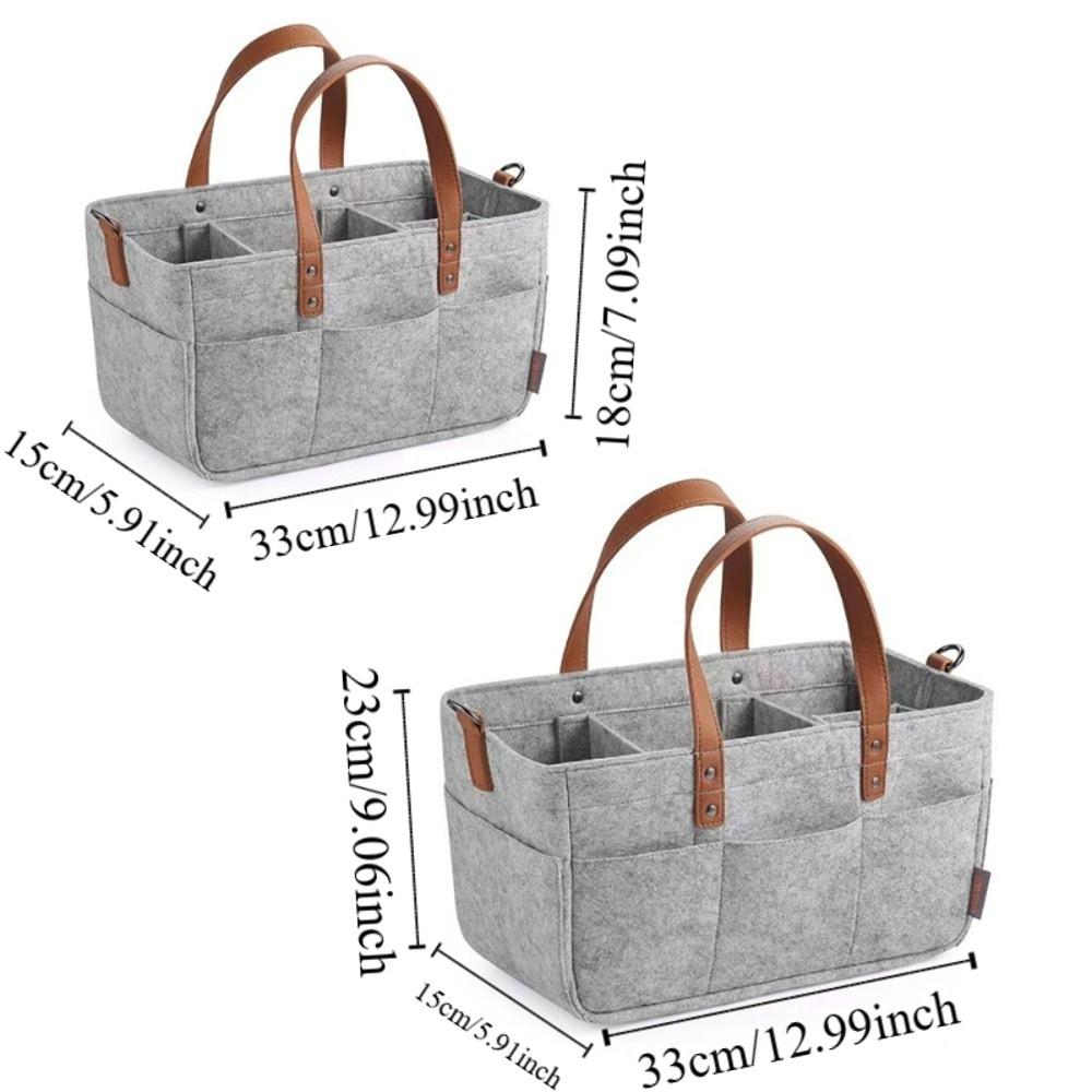 Large Capacity Felt Storage Carrier Easy Fold with Handle Diaper Storage Bag Felt Material Multi-Pocket Nursery Organizer Basket
