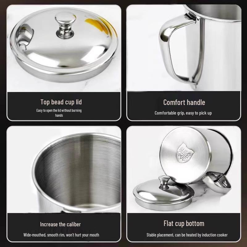 High-Quality Stainless Steel Water Cup with Handle for Kindergarten and Home Use