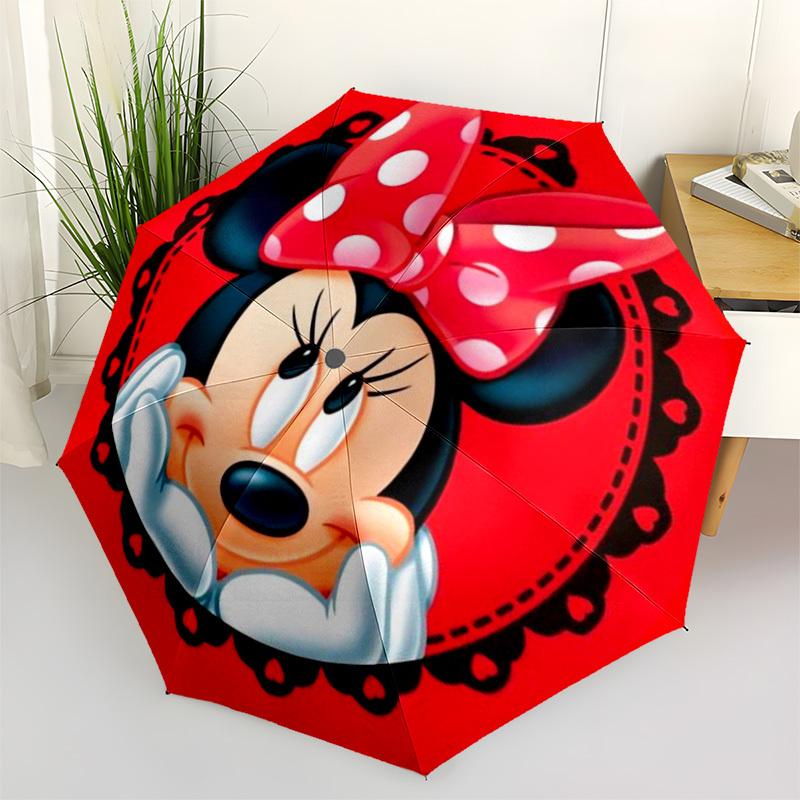 1pc Minnie Mouse 8-Rib Automatic Folding Umbrella, Portable & Foldable, All-Season Portable Umbrella for Women & Men yy250731180