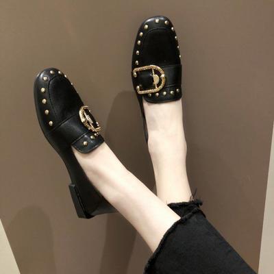 Mocassins Noirs à Bout Carré Tendance Pour Femmes 2024 Chaussures d'Été pour Dames Talon Bas Élégant Y2k Printemps Chic Avec Chaussure Chaude Élégante A
