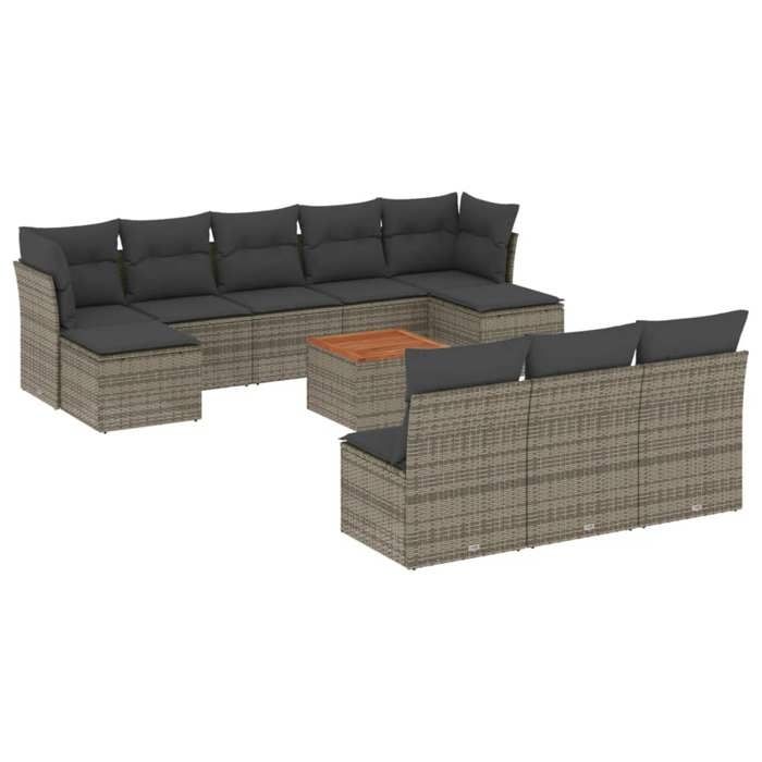 VidaXL Garden Lounge Set with Cushions 11 Pcs, Patio Sofas, Patio Furniture Set, Outdoor Furniture, Grey 3223869
