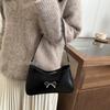 Bow large capacity spring new casual solid color retro simple trendy fashion shoulder armpit bag