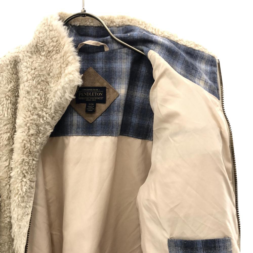 PENDLETON Full Zip Stand Collar Bore Jacket S Beige Lined Men's Used
