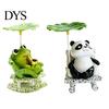 Cute Panda Figurines Rocking Frog Figurine, Resin Bobble Chair Decor with Lotus Leaf Design, Exquisite Photo Props Stress Relief Desk Ornament for Car