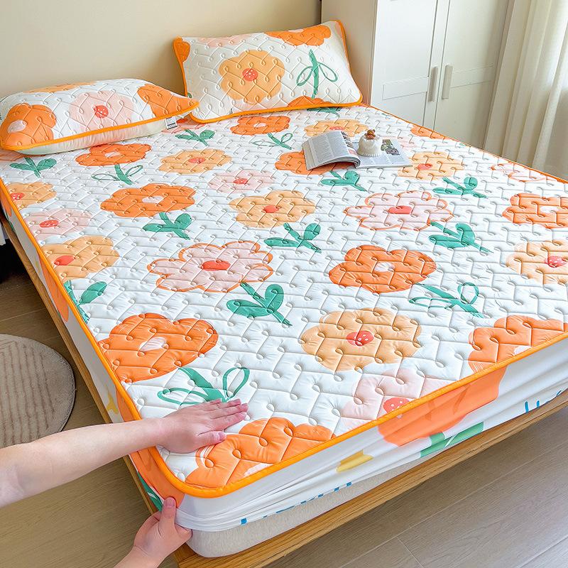 Latex-Schlafmatte für Mutter und Baby, dreiteilige Tagesdecke mit kühler, seidengepolsterter Latex-Matratzenschutzhülle