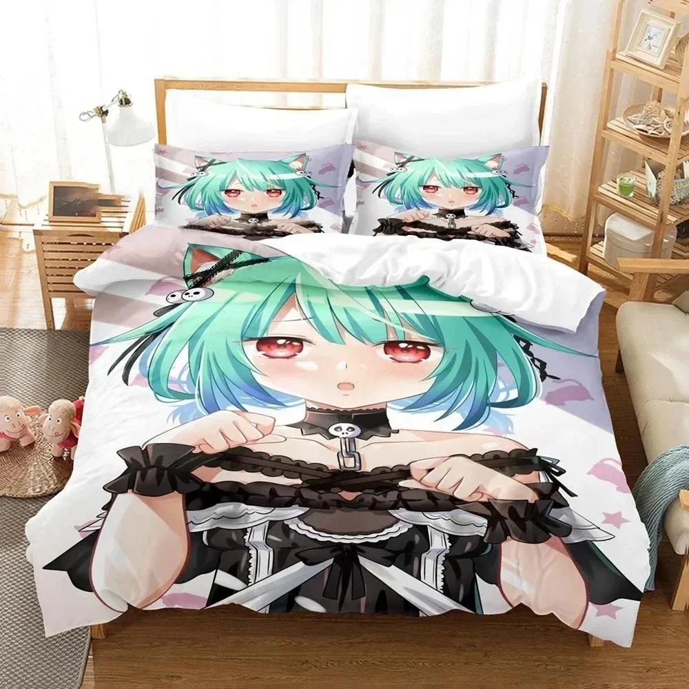 3D Printed Uruha Rushia Hololive Butterfly Girl Bedding Set Boys Girls Twin Queen Size Duvet Cover Pillowcase Bed Kids Adult