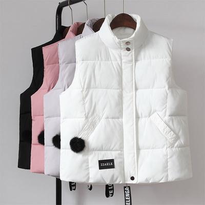 Herbst und Winter Slim Daunenweste aus Baumwolle Damen ärmellose Weste verdickte kurze Weste Jacke gerade Version Typ Stehkragen ohne Kapuze