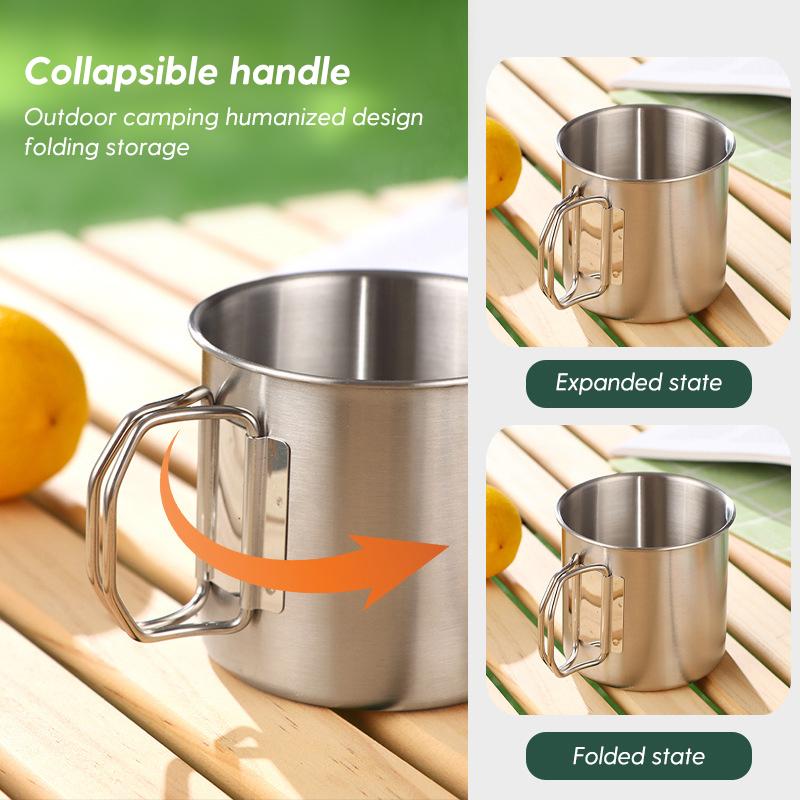 Camping Folding Cup Set 304 Stainless Steel High Quality Portable Cup Picnic Drinkware Set Water Bottles Outdoor Folding Cup Set