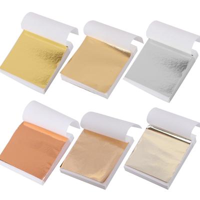 100Pcs Imitation Gold Foil Paper Leaf Sheets for Gilding Funiture Lines Wall Craft Home Decoration Wedding Party Gift DIY Nail