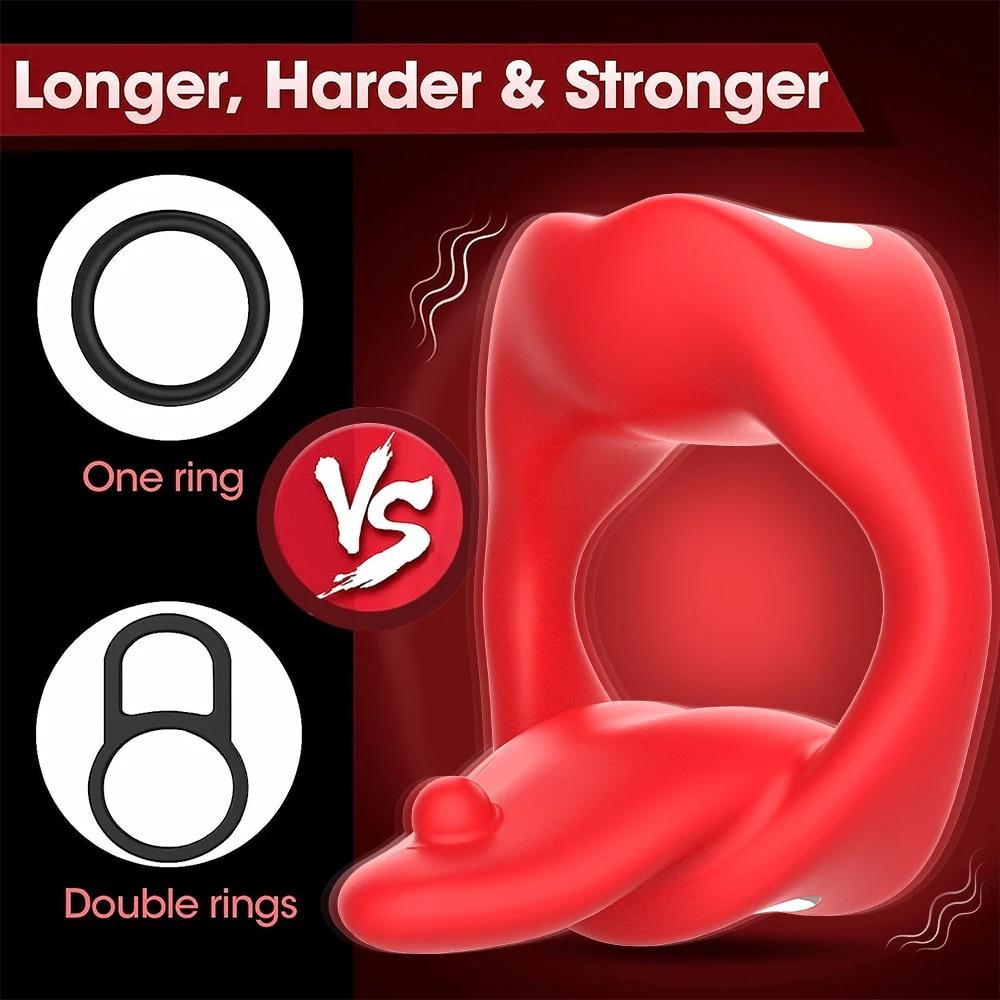 Vibrating Cock Ring for Men APP Penis Vibrator Ring Tongue Licking Scrotum Stimulation Waterproof Sex Toy for Couples