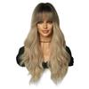 Attention To Ordering Wigs Women's Long Curly Hair In Golden Color With Big Waves Dyed Brown On Top Of Head Fluffy Wool