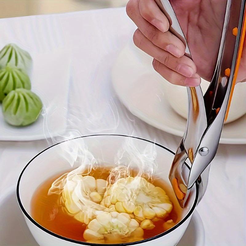 1pc Stainless Steel High-Heat Kitchen Grippers,Anti-Slip Silicone Cooking Claws for Hot Dishes&Bowls,Commercial Kitchen Utensil