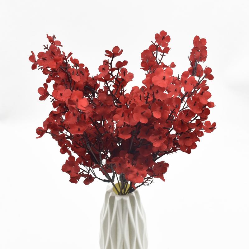 Gypsophila Silk Peach Blossom Bouquet Artificial Flowers 5 Forks 7 Color Small Plants Bunches Bonsai for Home Wedding Decoration