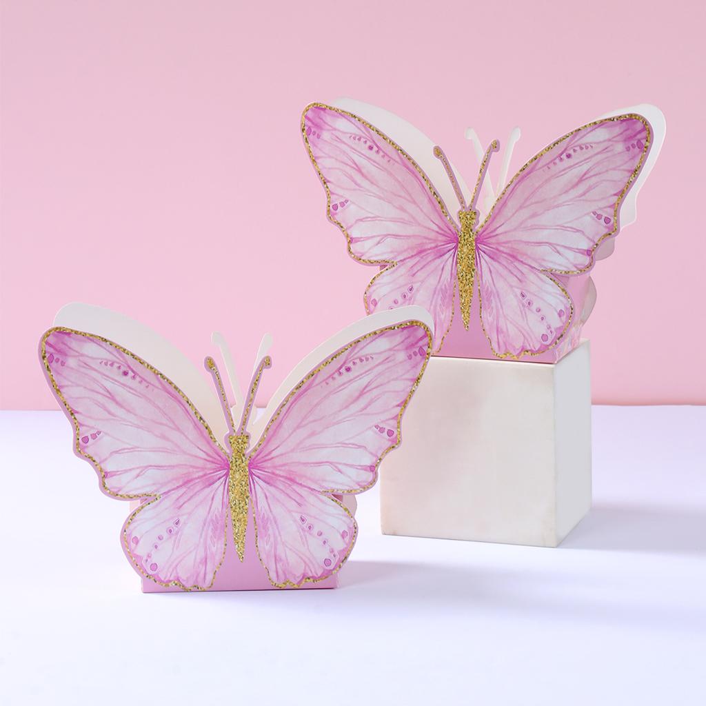 6 Stück Schmetterling Blume Süßigkeitenboxen Schokoladenverpackungsbeutel für Hochzeit Babyparty Geburtstagsfeier Zubehör Geschenkverpackungsbox