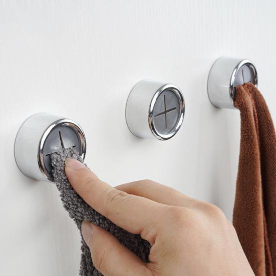 3Pcs Kitchen Towel Hooks Dish Towel Hooks with Adhesive Round Wall Mounted Hand
