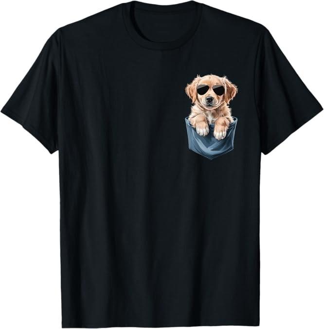 Cute Pocket Golden Retriever Lover Golden Dog Mom T-Shirt Made in US S
