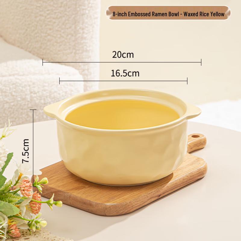 ZISIZ Japanese Style Microwave-Safe Ceramic Noodle Bowl with Lid