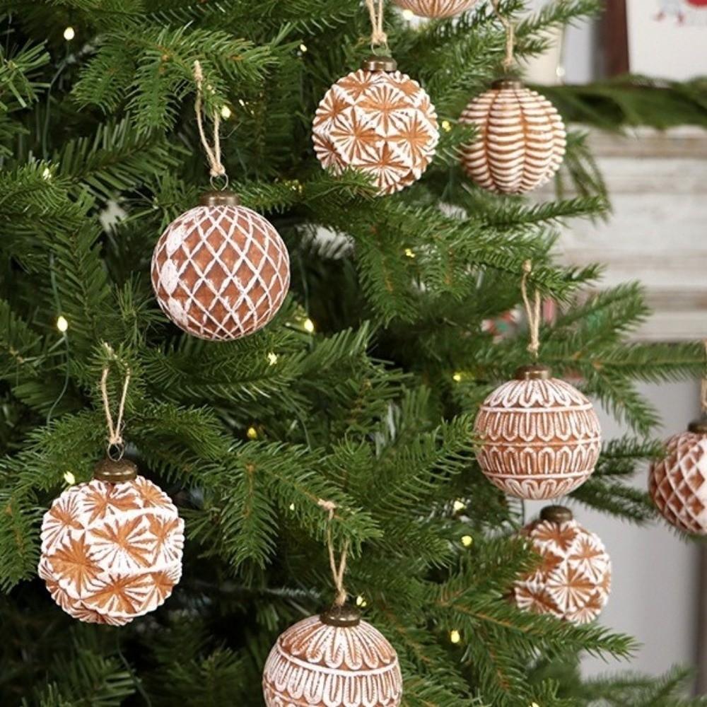 12PCS Brown Xmas Hanging Ball 8cm Christmas Spheres Pendant Merry Christmas Decoration