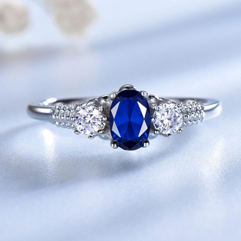 Gica Gema 925 Sterling Silver Engagement Rings For Women Princess Created Blue Sapphire Spinel Ring Brand Fine Jewelry Gift