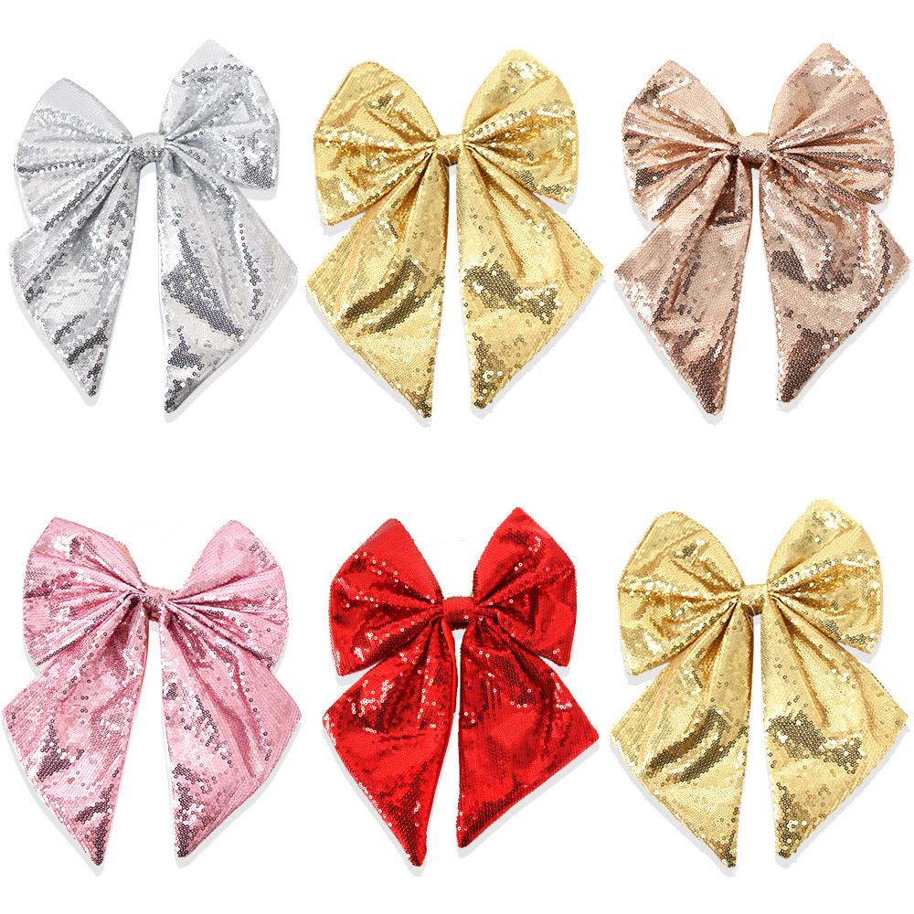 Holiday Sparkling Bow Sequin Pearl Cotton Bow Christmas Tree Set Decoration