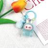 1Pc Backpack Keyring Mini Flocking Labubu Keychain Sitting Party Labubu Have A Seat Series Lovers Mobile Phone Chain Bag Pendant