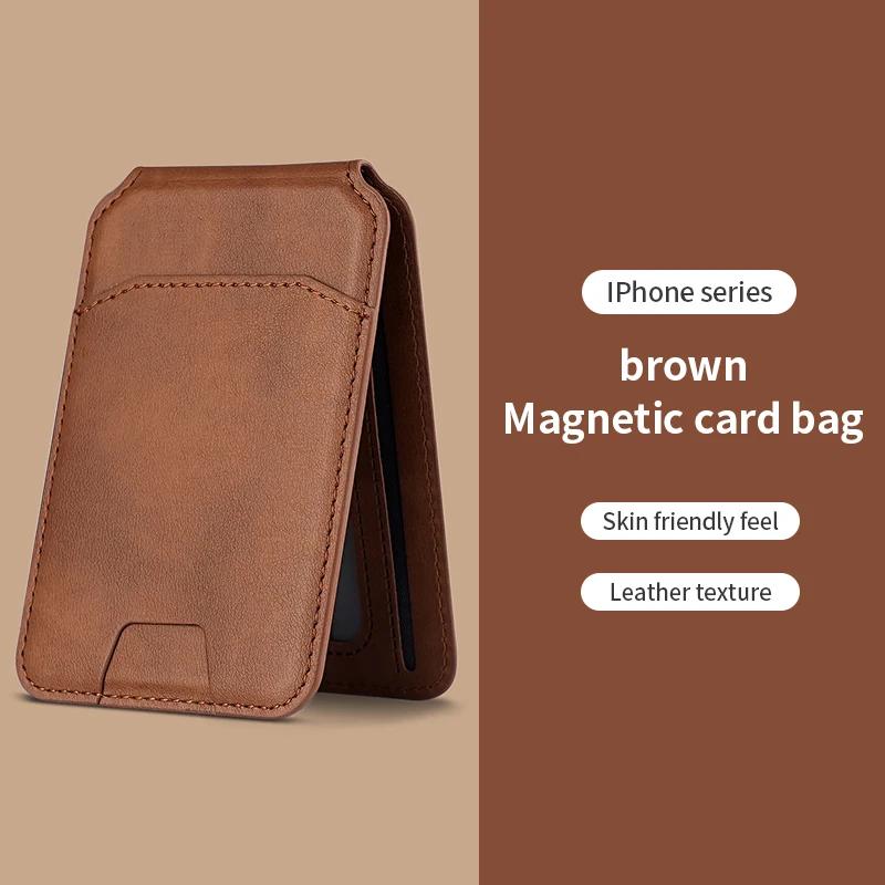 

Luxury For Magsafe Magnetic Leather Wallet Holder Case For iPhone 17 16 15 14 13 Pro Max Card Holder Phone Bag Cover Accessories