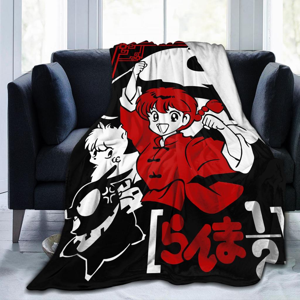 Ranma 12 Blankets Fleece Decoration Anime Rumiko Panda Breathable Lightweight Throw Blanket for Bed Outdoor Plush Thin Quilt