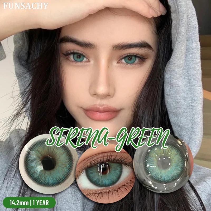 FUNSACHY Color Contacts 1Pair Natural Brown Korean Big Eye Contact Lenses for Eyes Beauty Gray Pupils Colored Soft Lens Yearly
