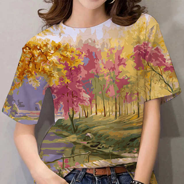 

Глобальная индивидуальность, крутая женская футболка с 3D цветочным принтом, эстетичная летняя женская модная повседневная индивидуальная футболка, лидер продаж