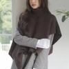 Womens Oversized Knit Cape Sweater Shawl High Neck Warm Thick Winter Cardigan Street Style