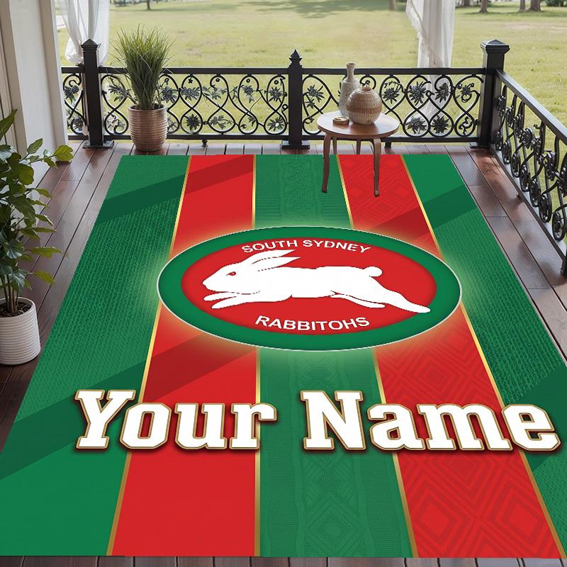 Custom Text Printed Rug South Sydney Rabbitohs Non Slip Floor Carpet For Home Room Decor