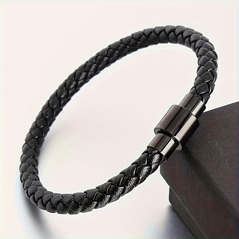 Herren Schwarz Leder Geflochtenes Armband - Minimalistischer Europäischer Stil