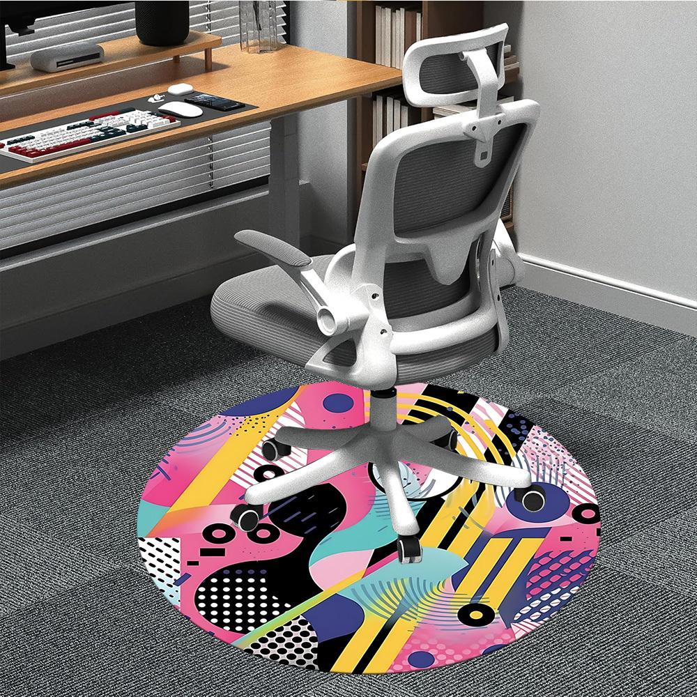 

1pc Abstract Art Office Round Rug, Non-slip, Soft and Durable Office Rug for Interior Decoration, Perfect for Office, Beautiful Decoration yy260324050 80cm by 80cm