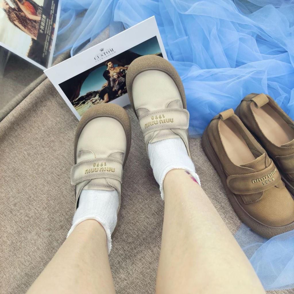 Women's Genuine Leather Casual Loafers with Velcro Strap and Soft Sole (Discontinued)