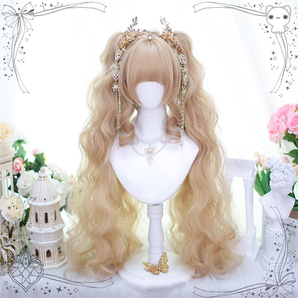 

Длинный вьющийся парик для косплея с 2 хвостиками синтетические волосы для Хэллоуина красный черный коричневый розовый парик термостойкие женские парики Лолиты