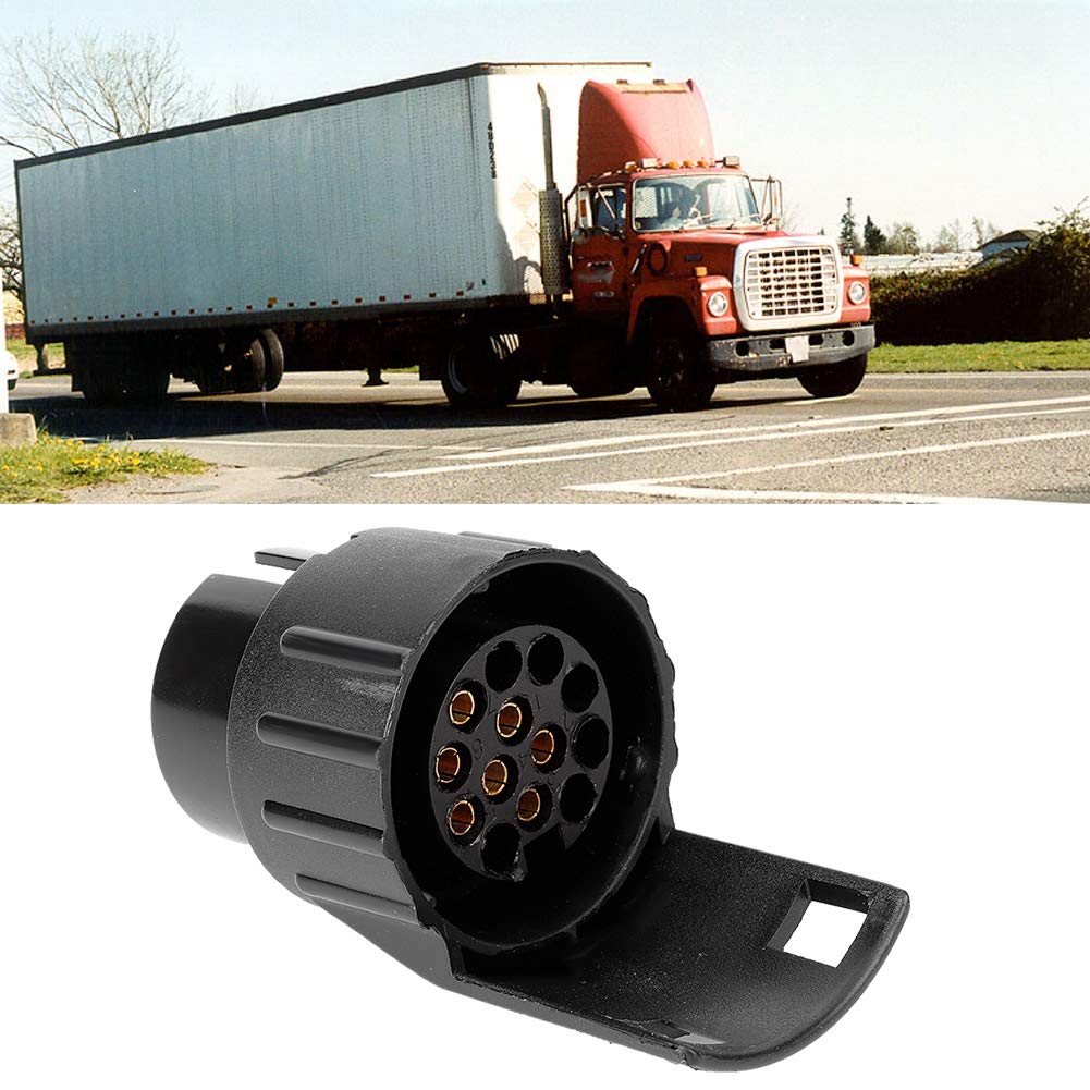 Duokon ABS 7 bis 13 Pin Anhänger LKW Wohnwagen Anhängersteckdose Stecker Konverter Adapter (Schwarz)