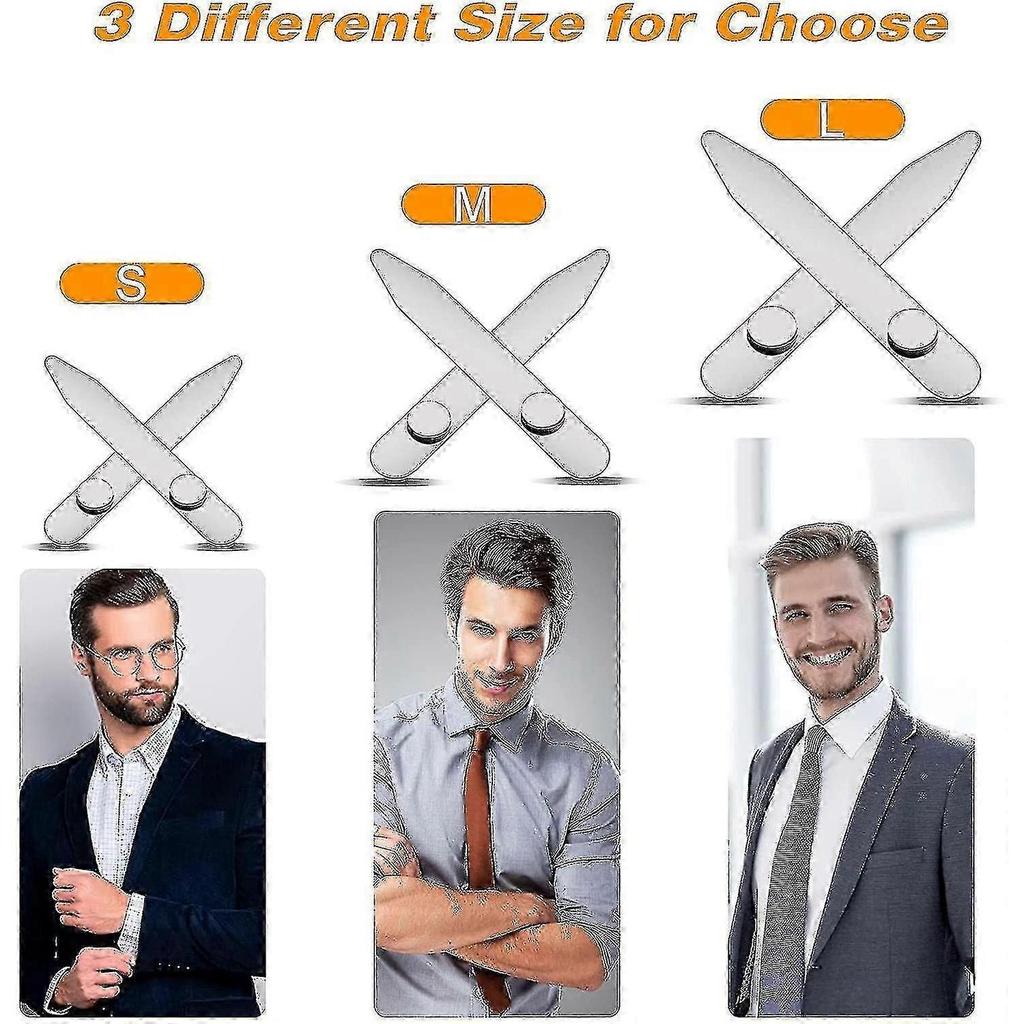 3 Pairs Of Stainless Steel Collar Reinforcement, Collar Stay Shirt Collar Botao
