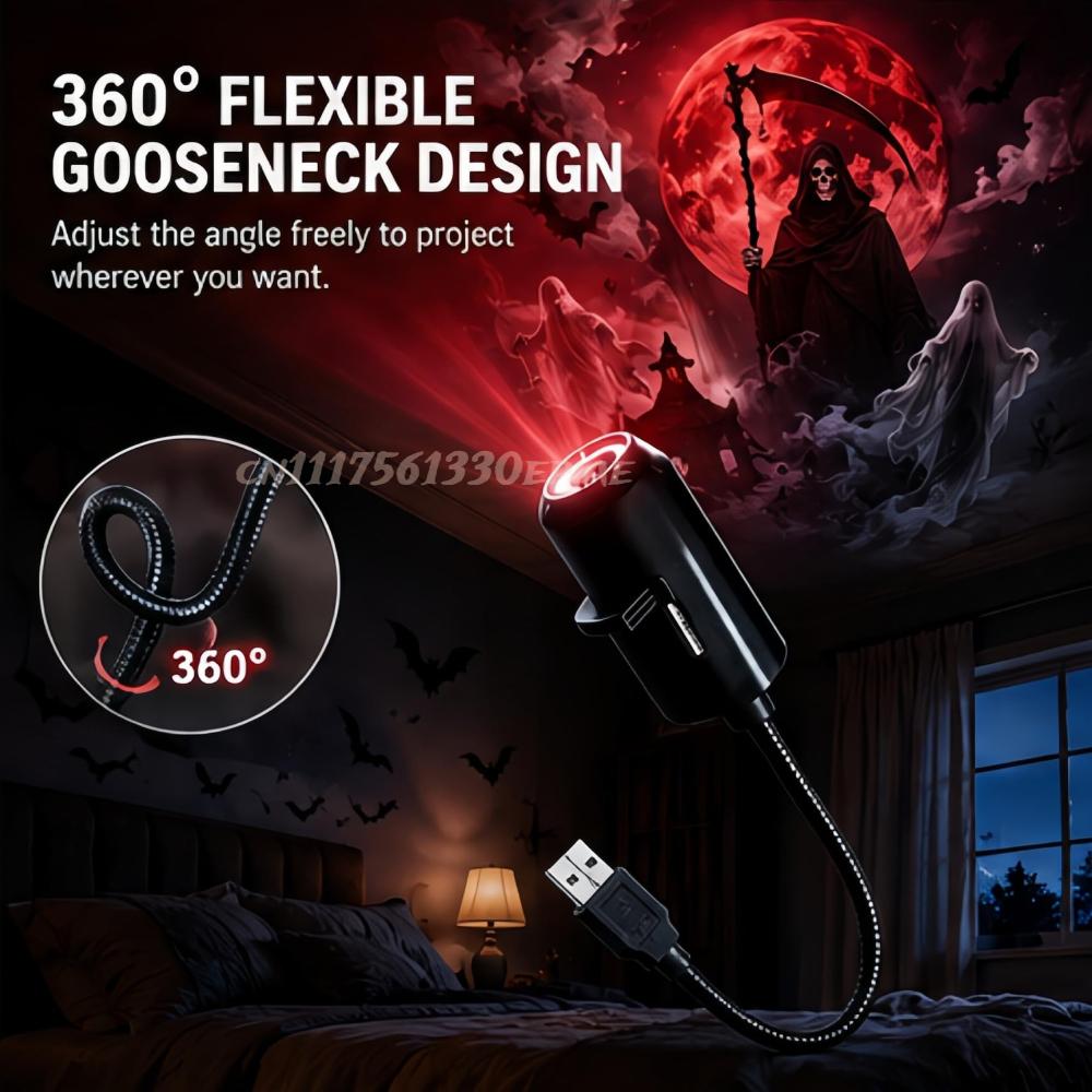 2027 Upgraded 5D plug and play hd Christmas projector - HD Smart Dynamic Night Light, 360° Rotating USB Powered Projector
