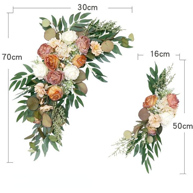 2pcs Artificial Wedding Arch Flowers Greenery Arbor Floral Arrangement Party Reception Backdrop Decor Multiple Style Ceremony