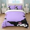 Kuromi Bedroom 3Pcs Bedding Set Soft Bed Sheet Pillowcases Home Bedding Decoration