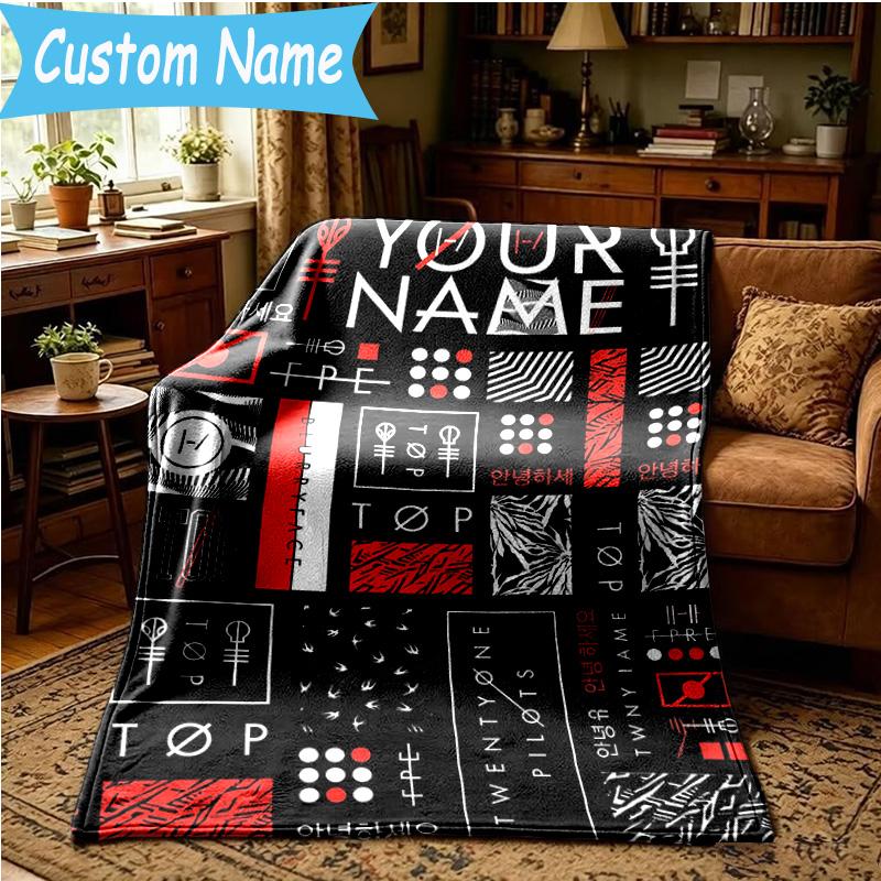 Custom Name Twenty One Pilots Music Evolution Blanket Bedding Blanket for Women Men, Soft Throw Blankets for Couch,Bed, picnic, Christmas gifts