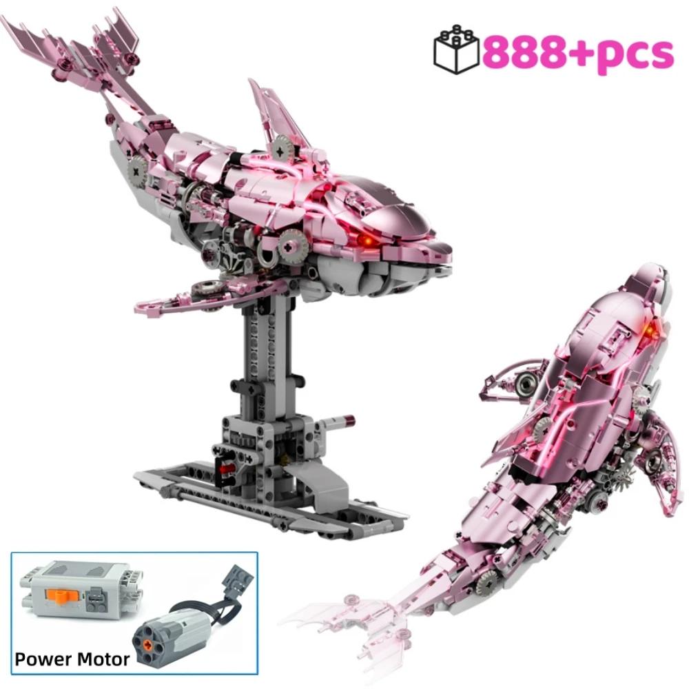 Motorized Dolphin Building Kit 888Pcs Light Up Ocean Creature Series Linkage Creative MOC Desk Decor Gift For Adults Kids