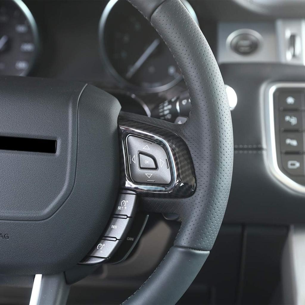 ABS Carbon Fiber Style Car Steering Wheel Button Frame Trim for Land Rover Range Rover Evoque 2012-2017 Car Interior Modification Decorative