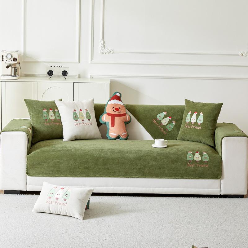 Christmas Tree Corduroy Sofa Cushion  New Four-Season Universal Seat Cushion Anti-Cat Scratch Sofa Cover Cover Cloth Towel