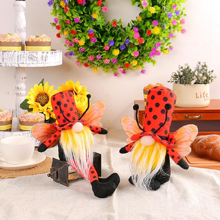 Ladybug Gnome Faceless Doll Decorations Kitchen Tiered Tray Decors for Farmhouses